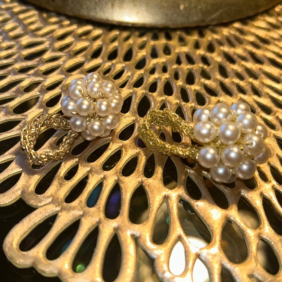 Hand Crafted Jewelry - Pair of Vintage Pearl Cluster Fashion Rings. One ring is larger than other.
